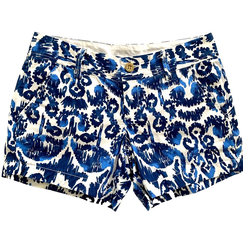 Lilly Pulitzer Callahan‎ 5" Inseam Shorts sz 2 Beach Bathers Ikat Flamingos